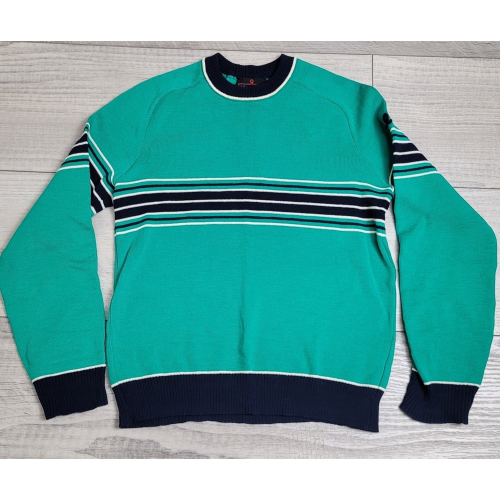 Vintage Demetre Sweater Womens M Pure Virgin Wool Varisty Stripe Retro Ski USA‎